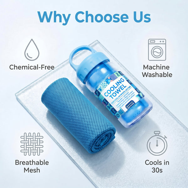 A Cooling, Anti-perspiration Towel You Can Use Anywhere, Anytime! Reusable, Soft, Absorbent And Cooling.