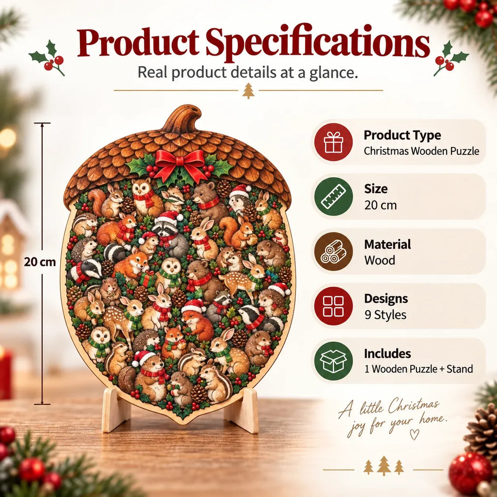 🎄🧩 Wooden Christmas Puzzle with Stand — 8 Festive Designs to Build & Display