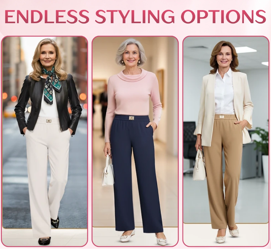 🌷LAST DAY SALE 65% OFF!!💥Women's High Waisted Wide Leg Trousers with a Flattering Drape