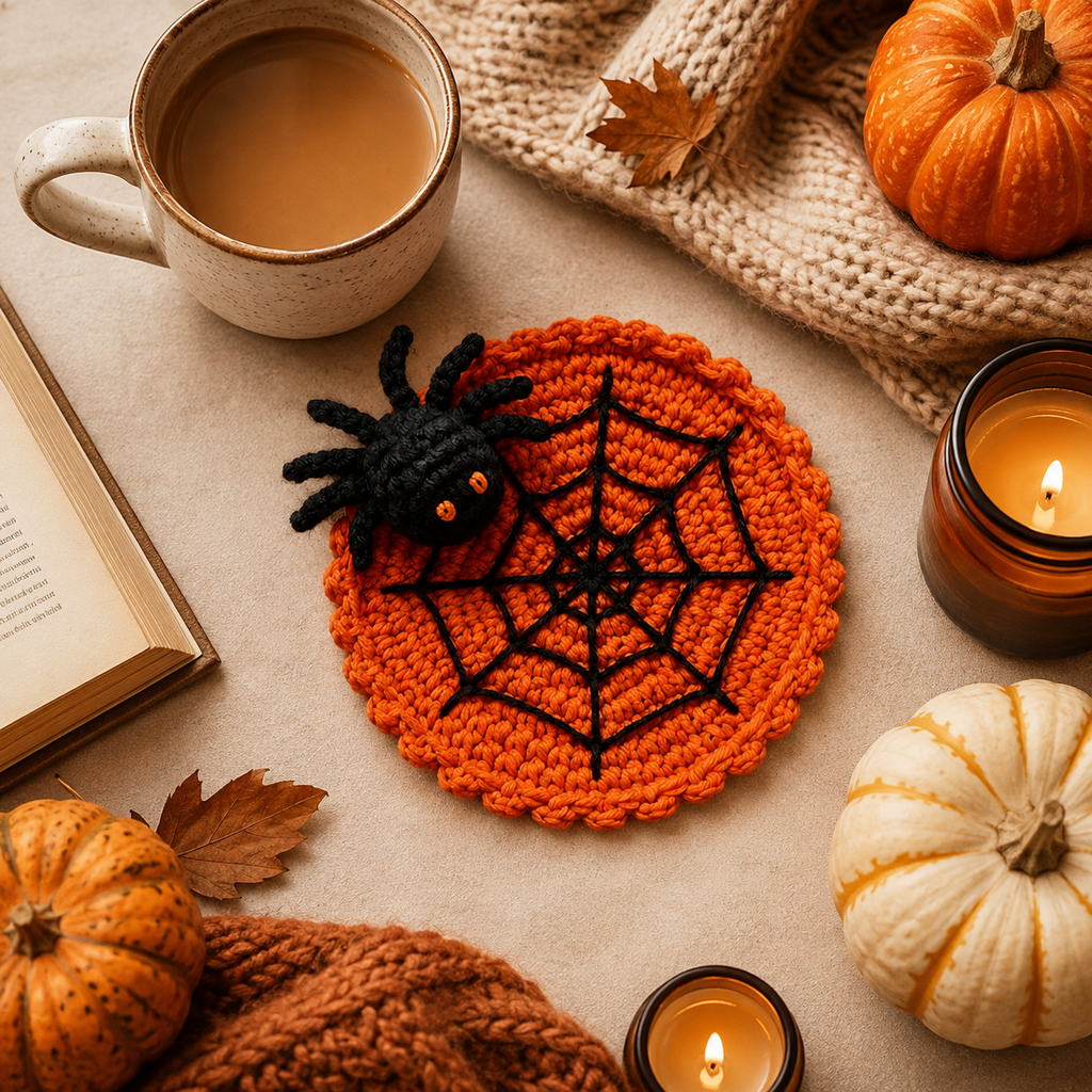 🕷️ 100% Hand-Crocheted Spider Web Coaster🧶