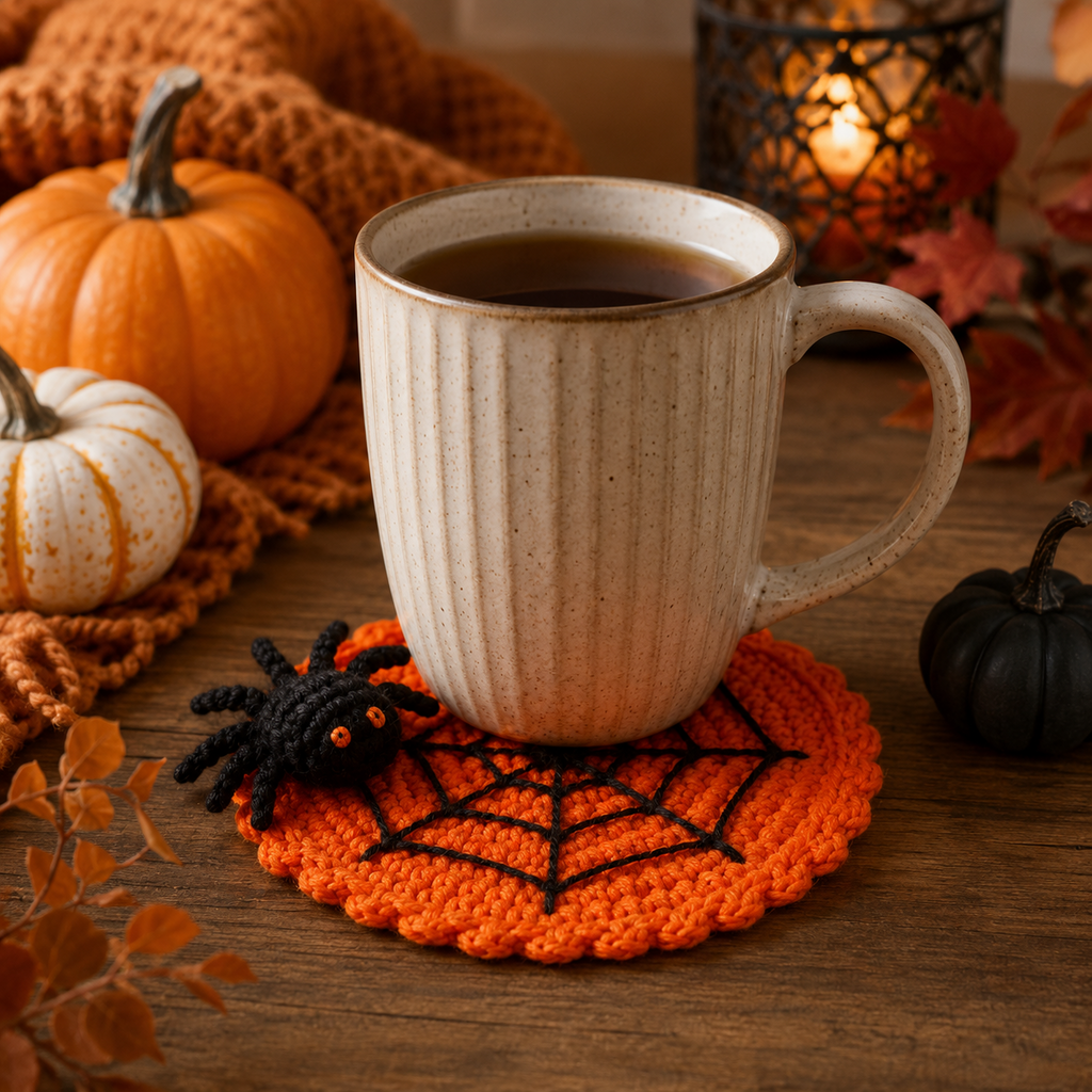 🕷️ 100% Hand-Crocheted Spider Web Coaster🧶
