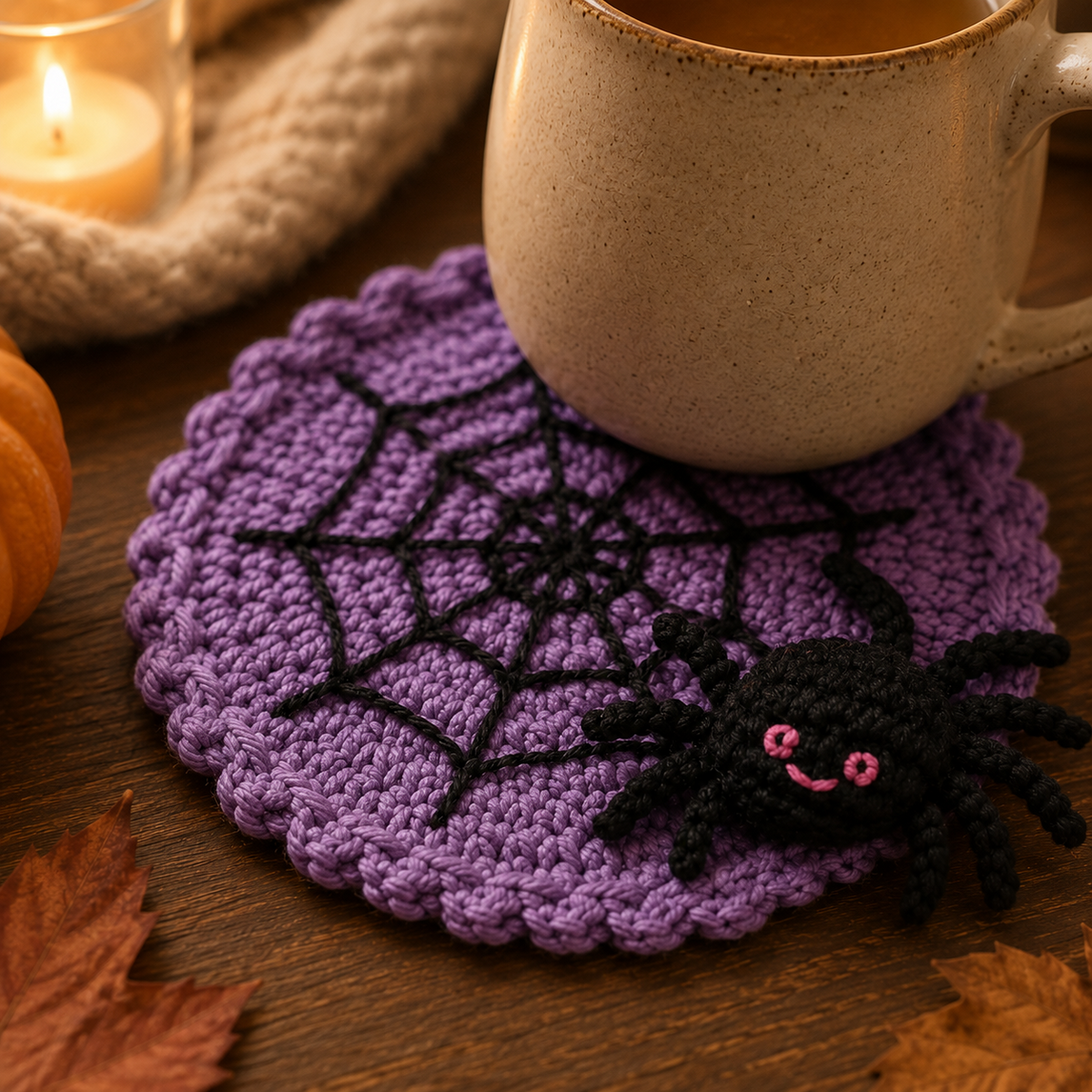🕷️ 100% Hand-Crocheted Spider Web Coaster🧶