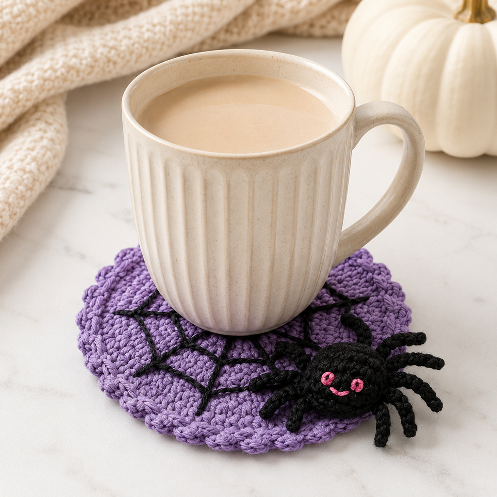 🕷️ 100% Hand-Crocheted Spider Web Coaster🧶