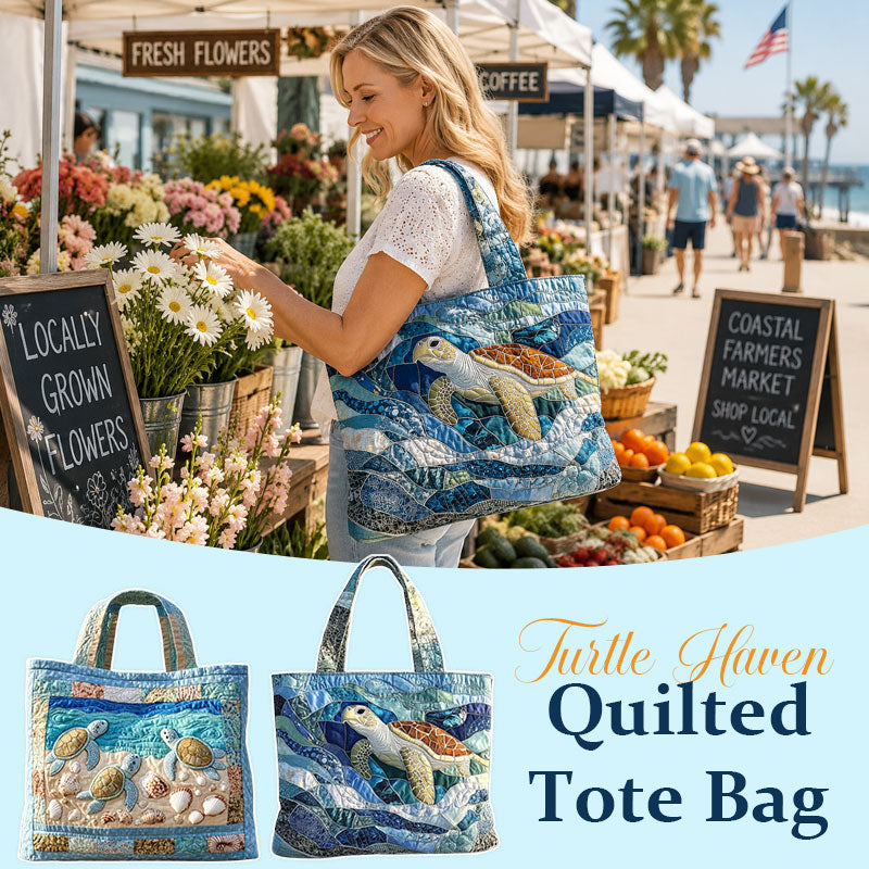 🐢👜Turtle Haven Quilted Tote Bag