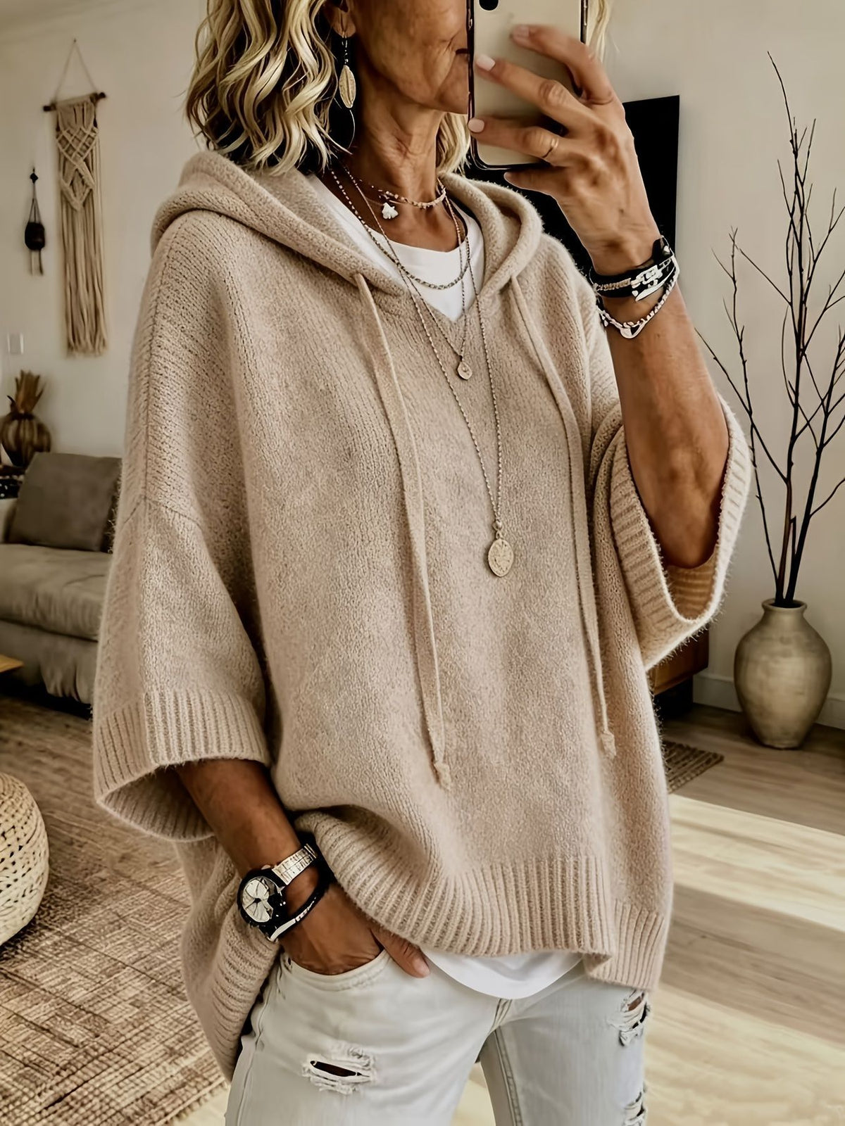 Women's Casual Hooded Knit Sweater