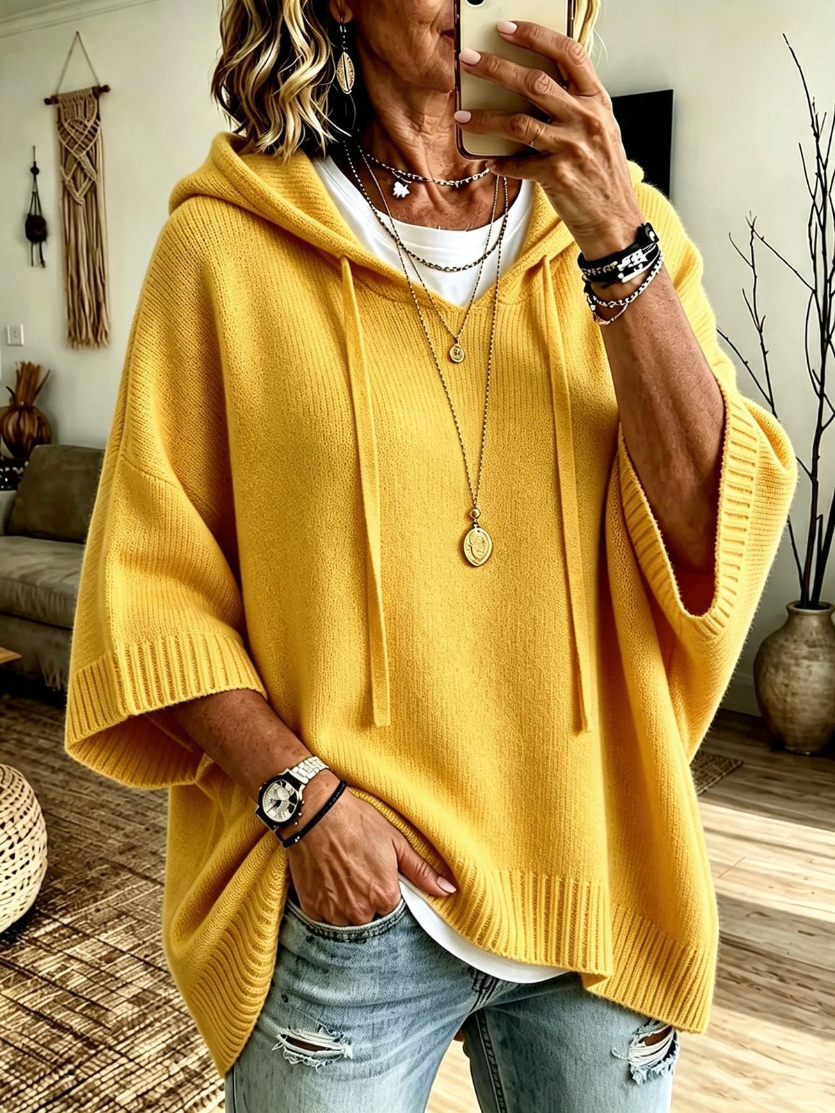 Women's Casual Hooded Knit Sweater