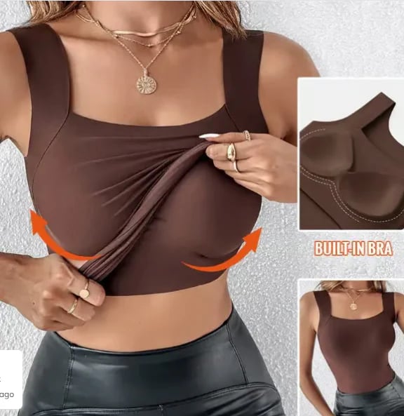 💐Women's U Neck Thermal Tank Tops with Built-In Bra
