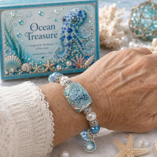 "Ocean Guardian" Relief Art Bracelet—Ocean-inspired design, a jewelry collection free from animal-derived ingredients.