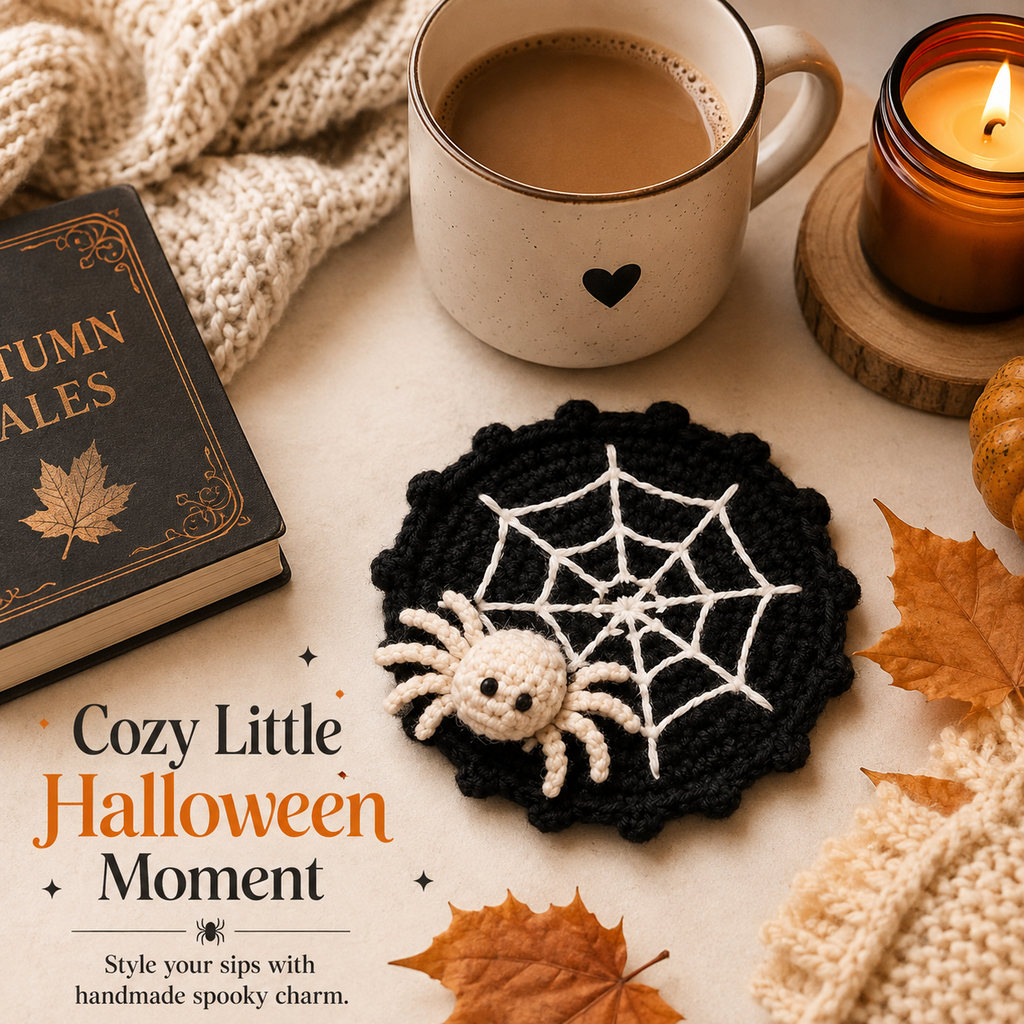 🕷️ 100% Hand-Crocheted Spider Web Coaster🧶