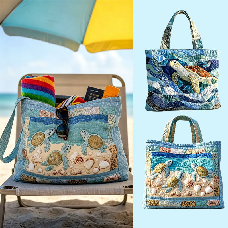 🐢👜Turtle Haven Quilted Tote Bag
