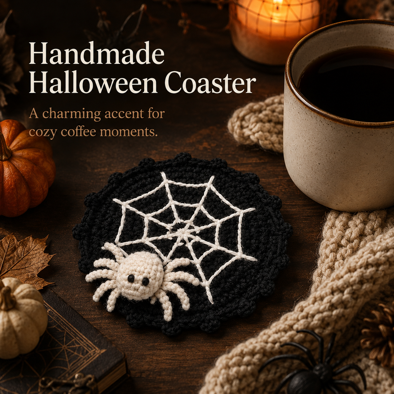 🕷️ 100% Hand-Crocheted Spider Web Coaster🧶