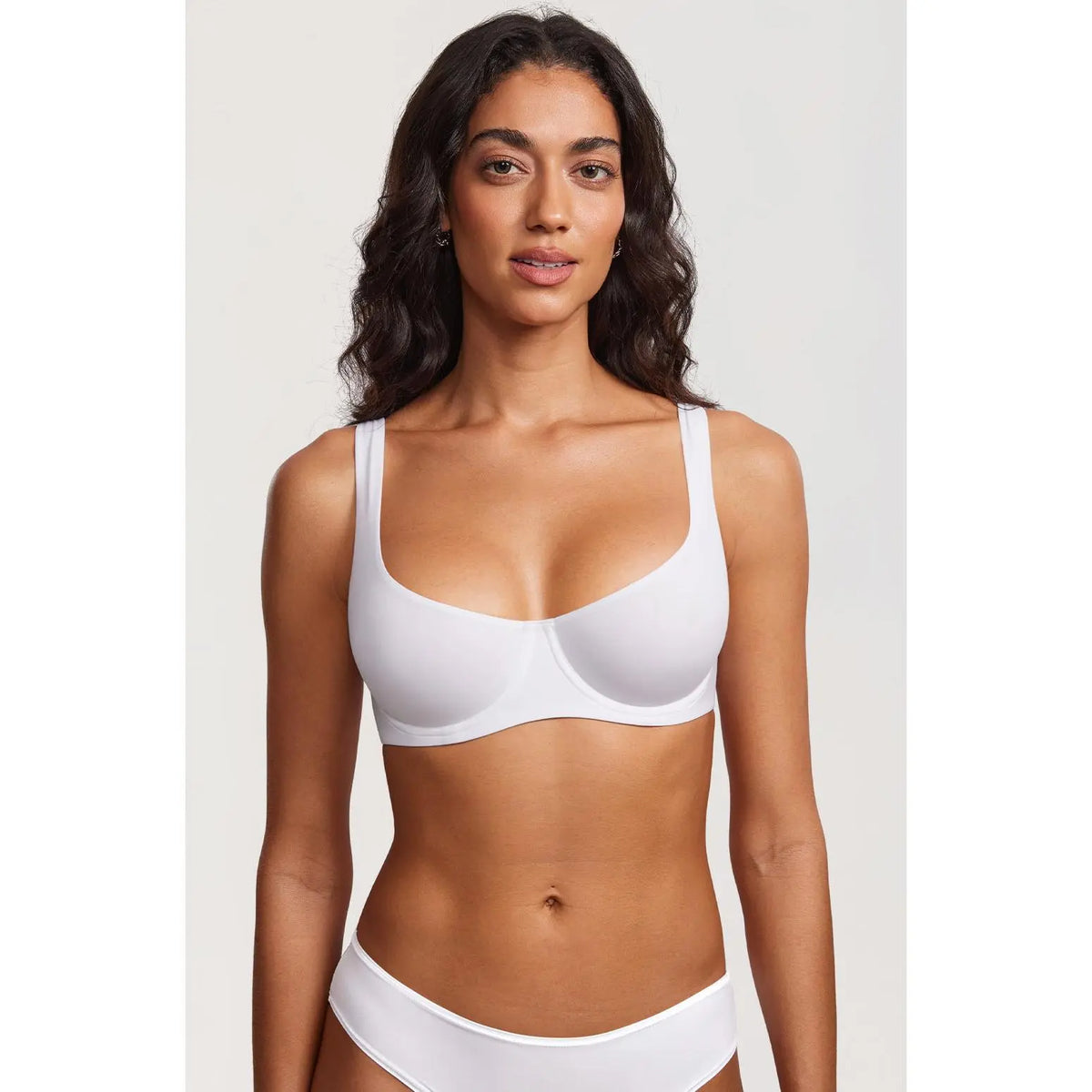 ⚡Flash Sale 👍 Unlined Balconette Bra Underwired Double Layer Cup Adjustable Straps Soft Stretchy Invisible Under Low Cut Tops
