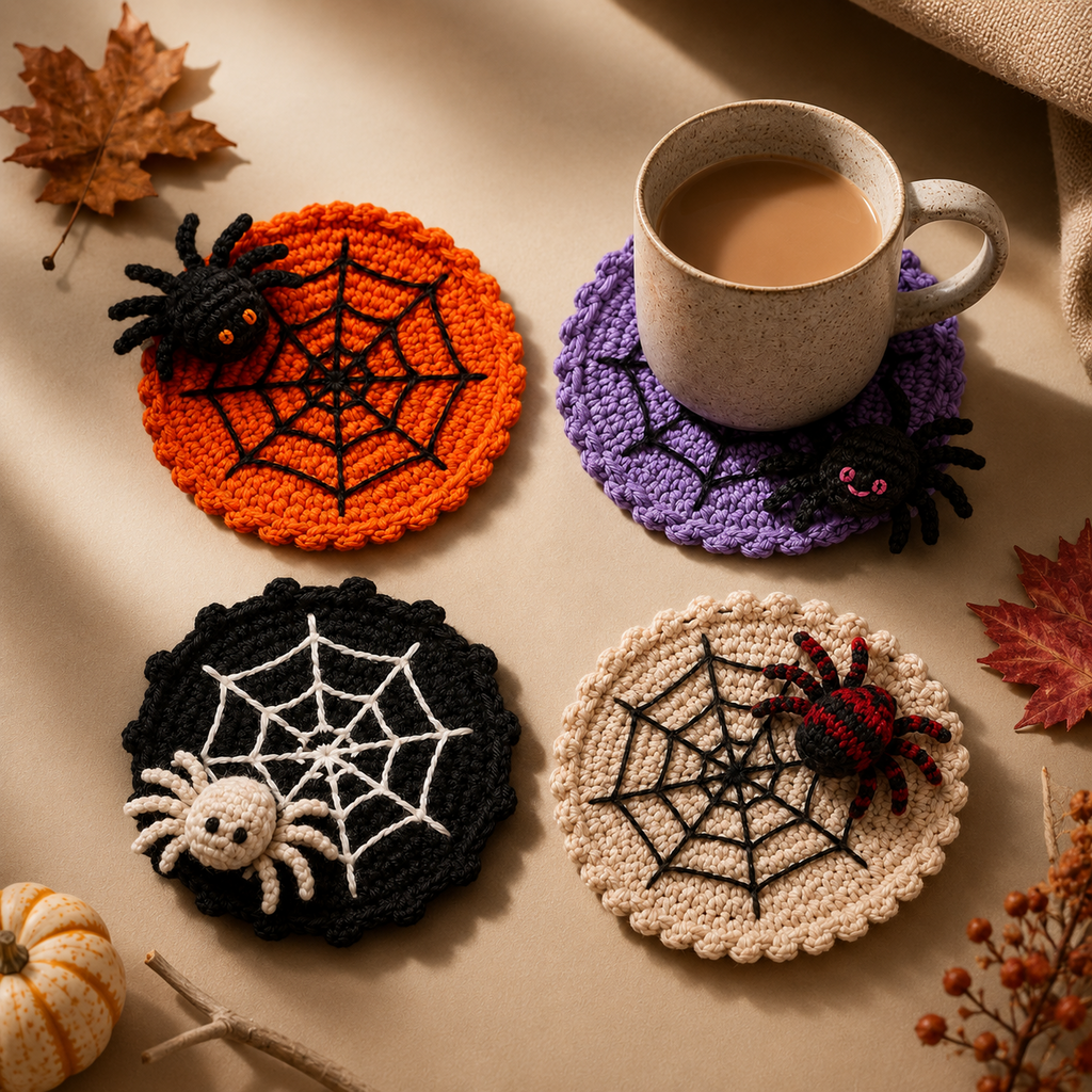 🕷️ 100% Hand-Crocheted Spider Web Coaster🧶