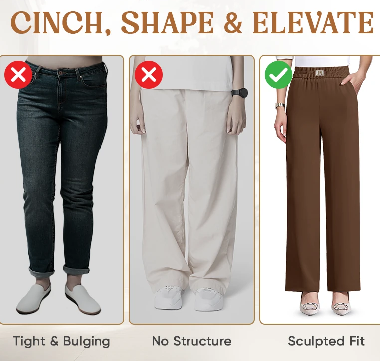 🌷LAST DAY SALE 65% OFF!!💥Women's High Waisted Wide Leg Trousers with a Flattering Drape