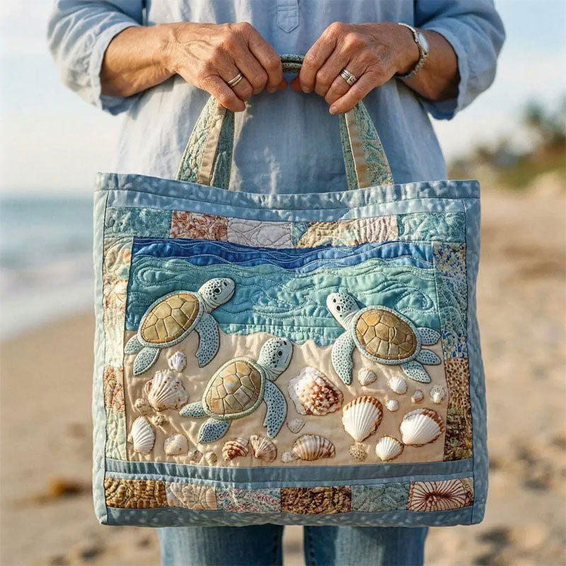 🐢👜Turtle Haven Quilted Tote Bag