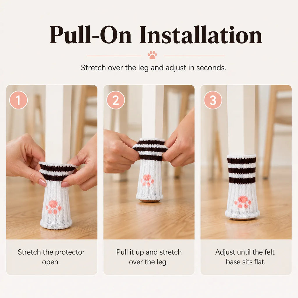 🐾 Chair Leg Floor Protectors | Pull-On Furniture Socks with Cushioned Bottom Pads for Quieter Movement & Everyday Floor Protection 🪑