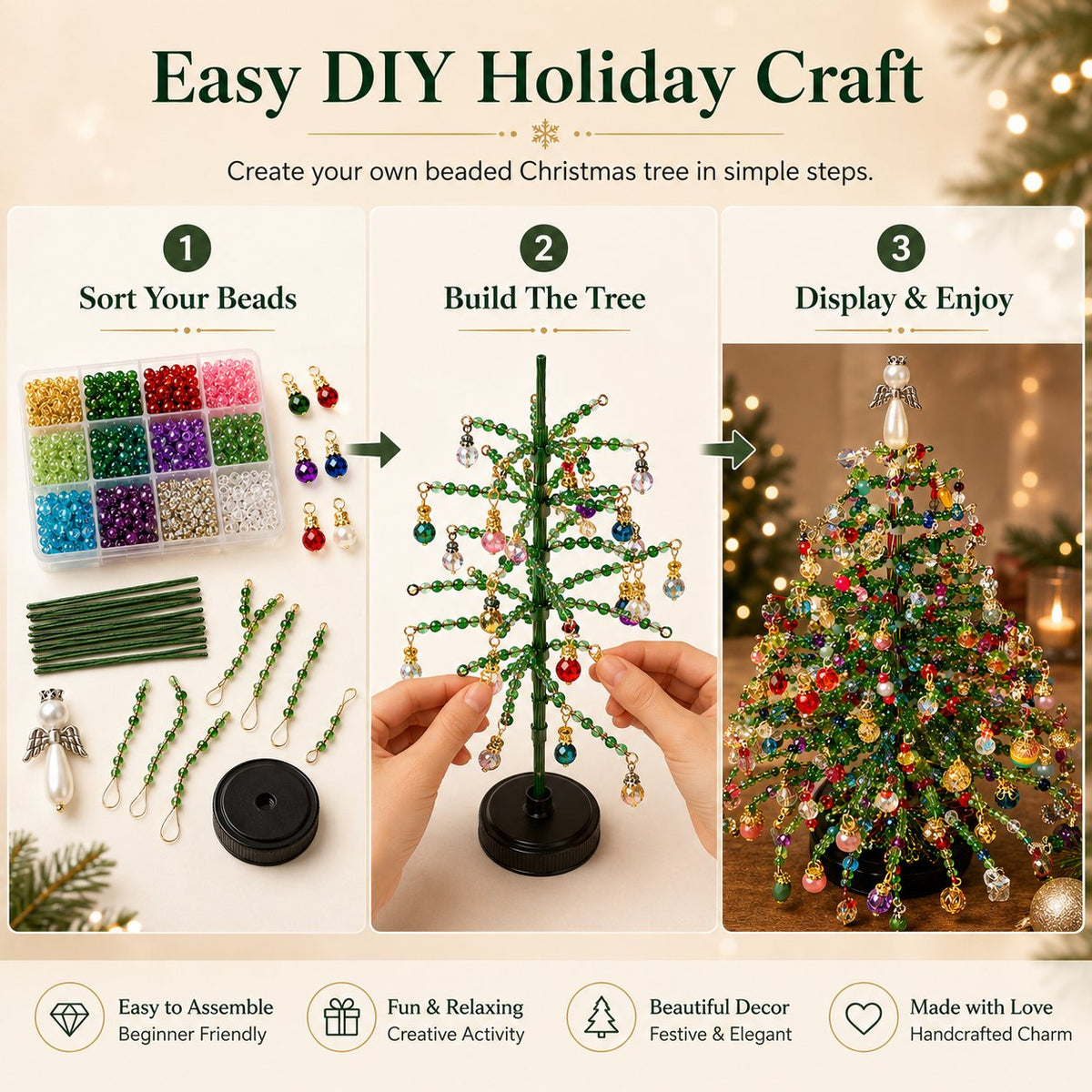 DIY Beaded Christmas Tree Kit – Sparkling Holiday Decoration