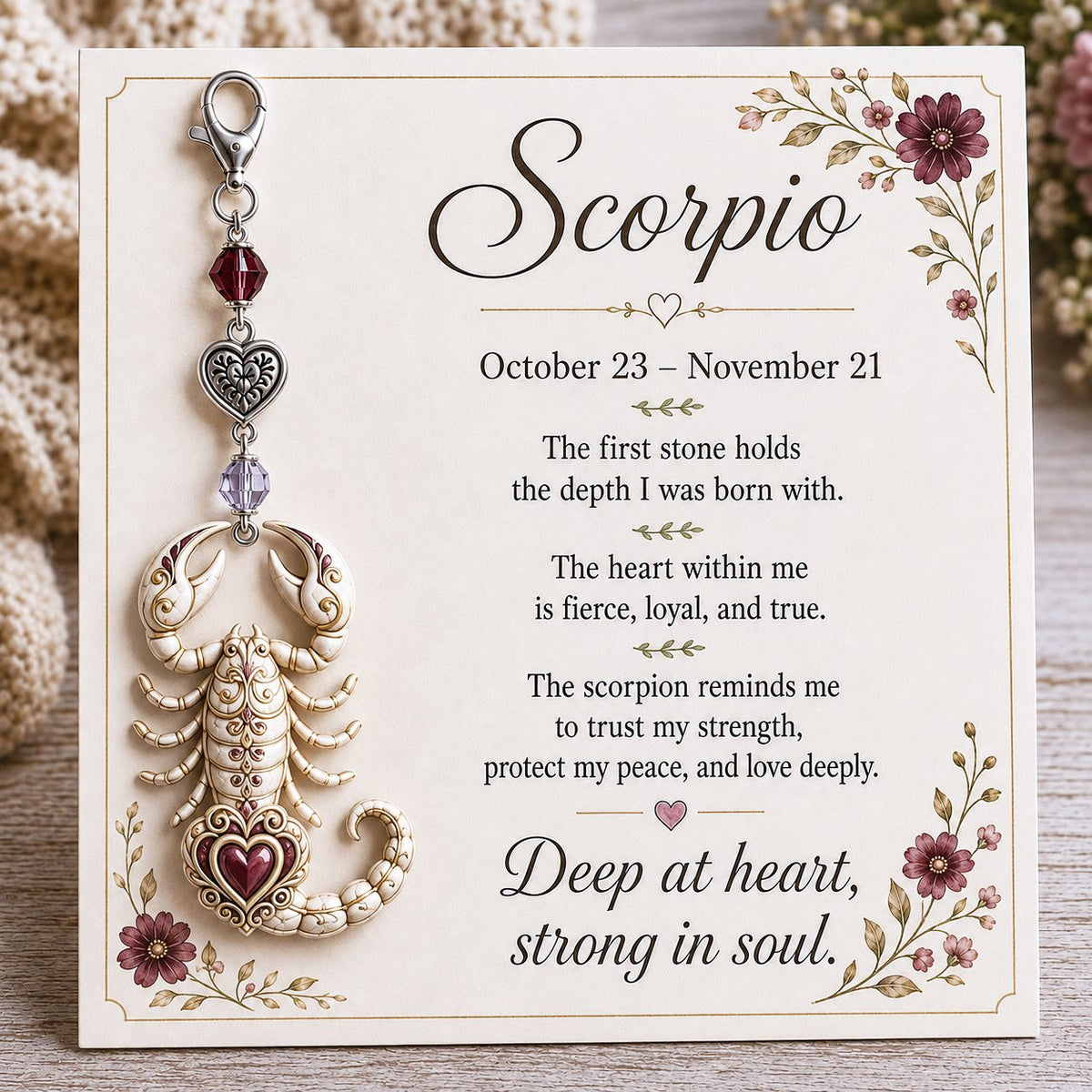 💫12 Zodiac Birthstone Charm Keepsake Card | Astrology Birthday Gift for Her