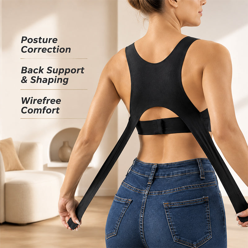 🧘 Women’s Posture Correcting Back-Smoothing Sports Bra: Wireless Support & Front Closure! ✨