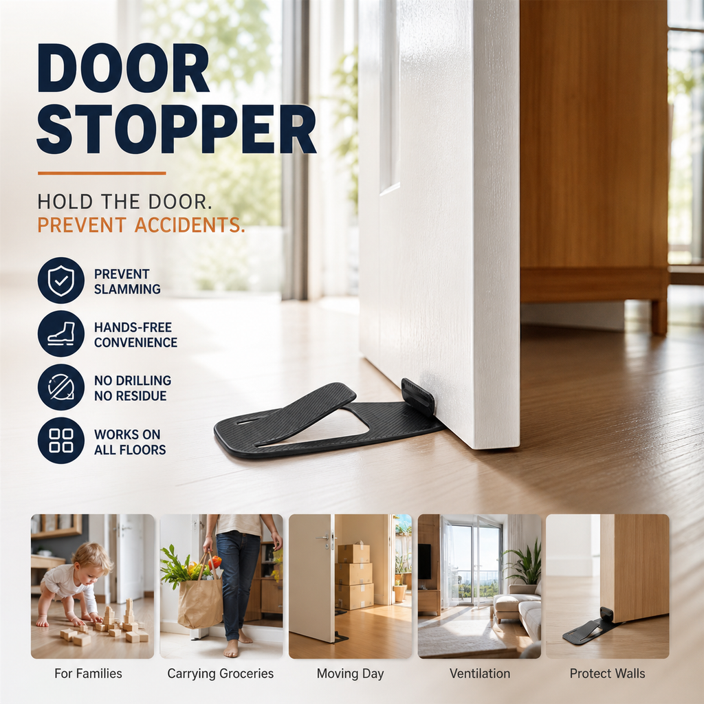 🚪🎁 50% OFF! Door Stopper Protector –  No-drill, residue-free & holds doors open. Safe & simple – stock up & save! 🏠✅