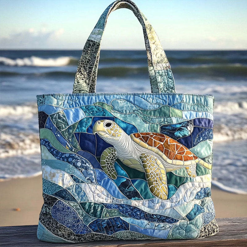 🐢👜Turtle Haven Quilted Tote Bag