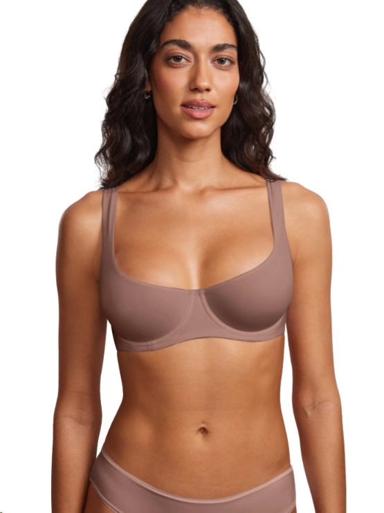 ⚡Flash Sale 👍 Unlined Balconette Bra Underwired Double Layer Cup Adjustable Straps Soft Stretchy Invisible Under Low Cut Tops