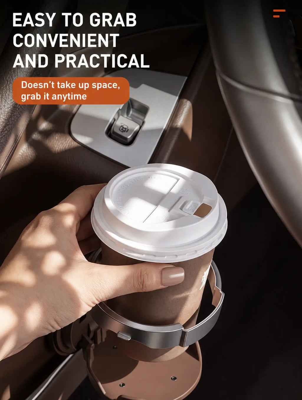 Foldable Hook-On Car Cup Holder – Chestnut Brown