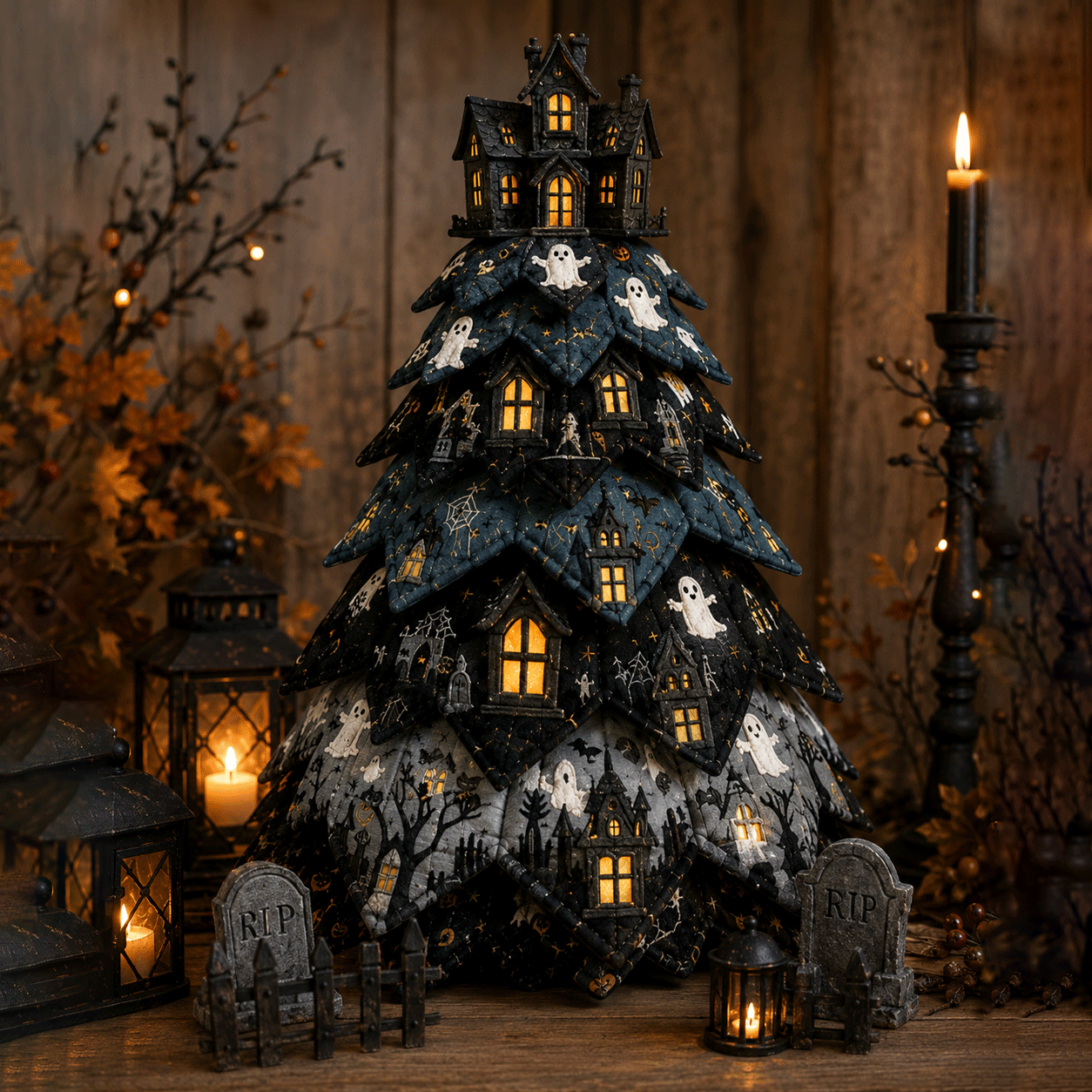 DIY Halloween Quilted Fabric Tree Kit