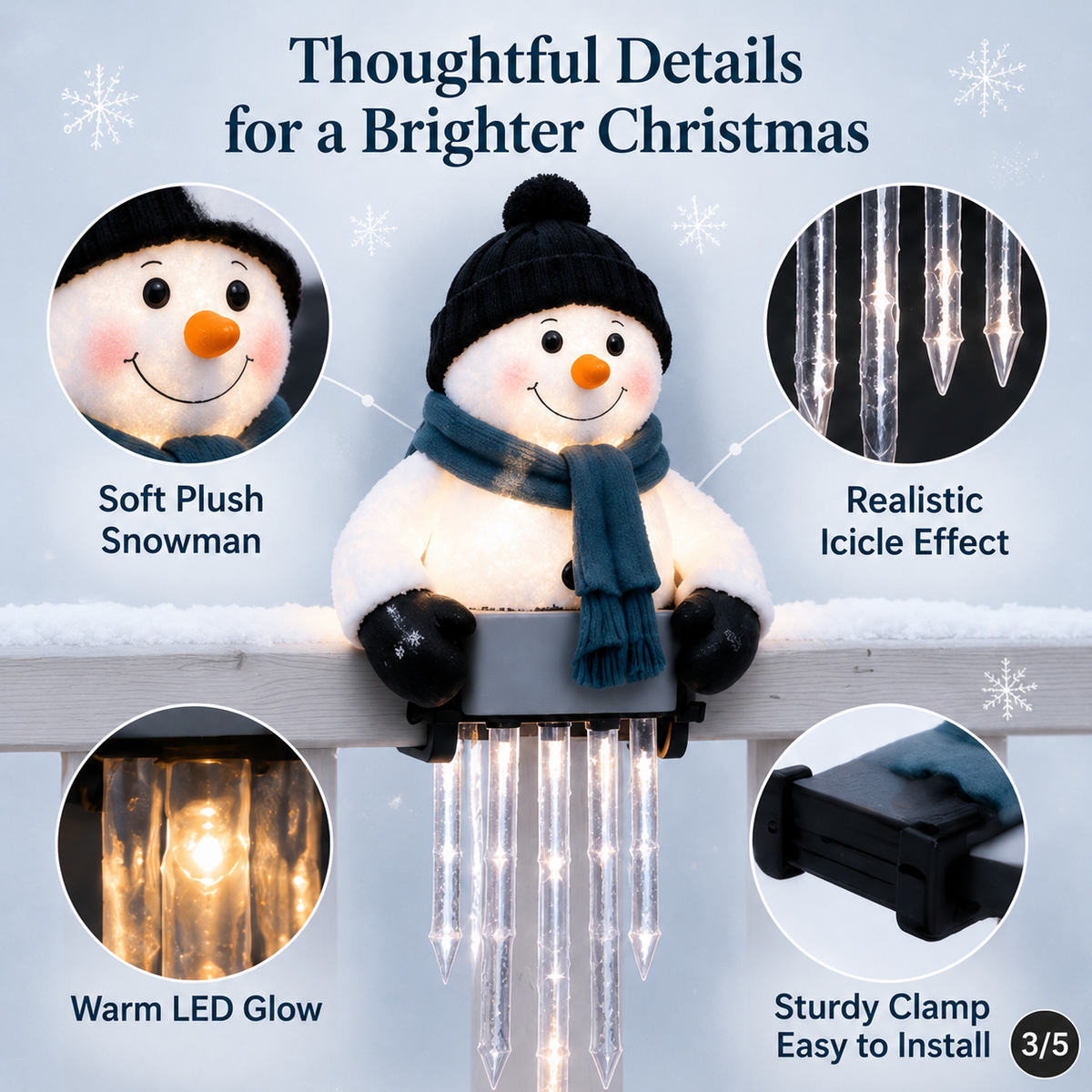 ❤️Today 49% OFF - 🎁WinterGlow Snowman Icicle Light Decor