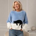 Cat Print Oversized Sweater