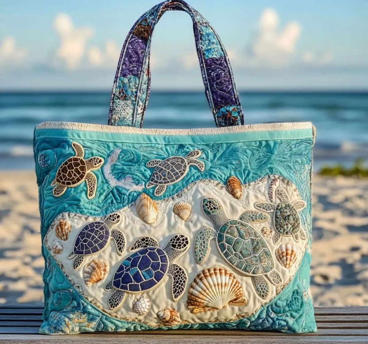 🐢👜Turtle Haven Quilted Tote Bag