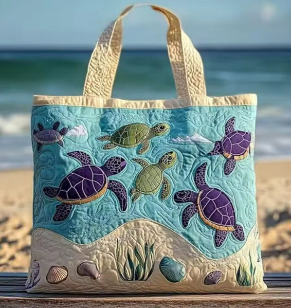 🐢👜Turtle Haven Quilted Tote Bag