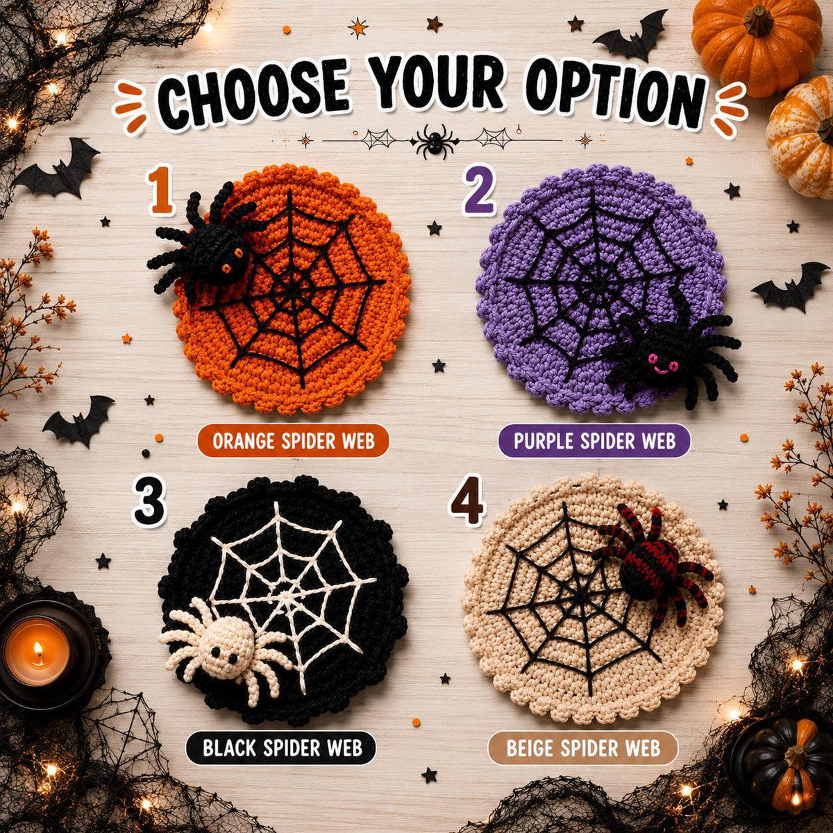 🕷️ 100% Hand-Crocheted Spider Web Coaster🧶