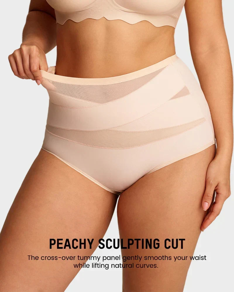 🌸Last Day✨Plus-Size High-Waist Cross Tummy Control Panties