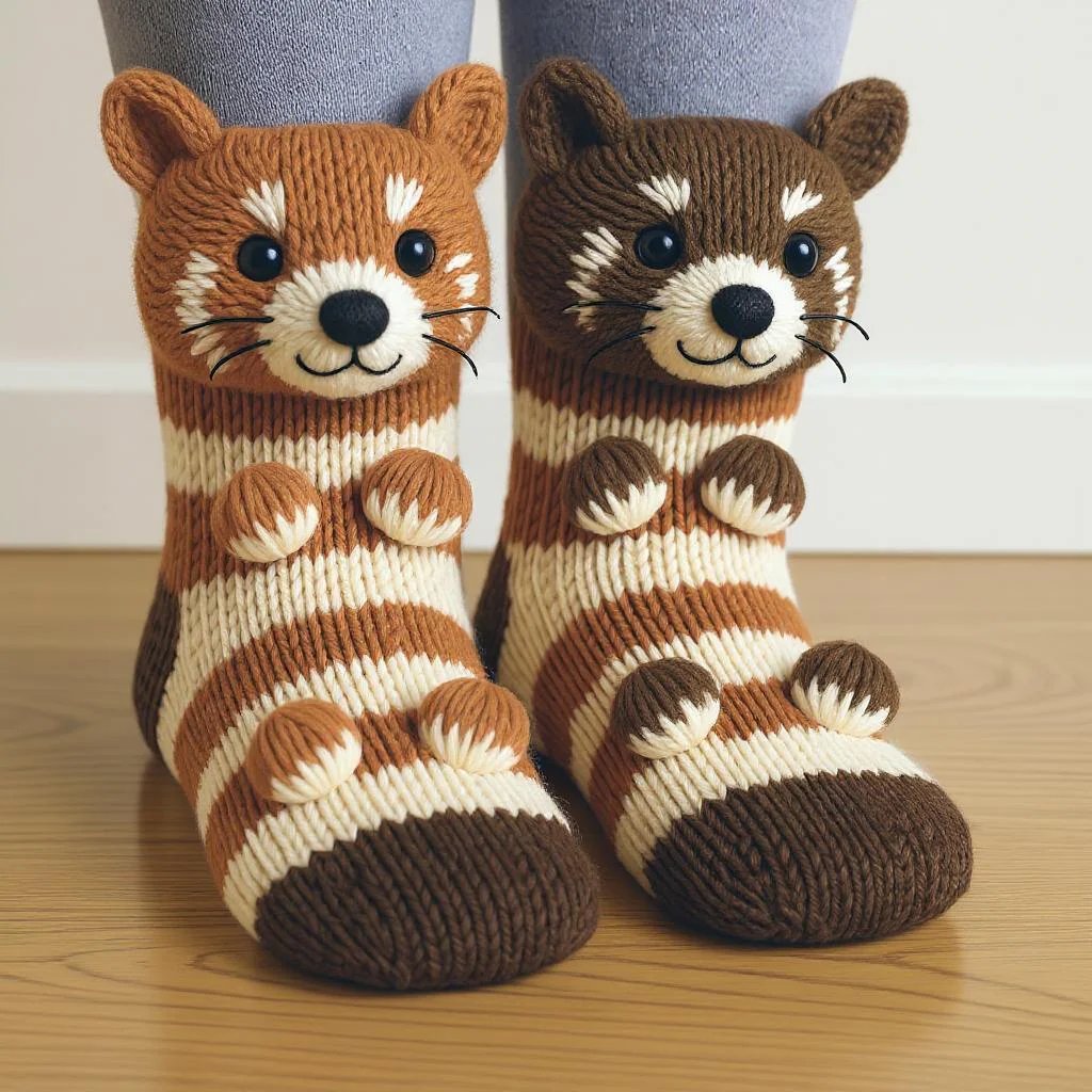 🎄🎅Simulation handgestrickte Tiersocken – warm, geeignet für zu Hause