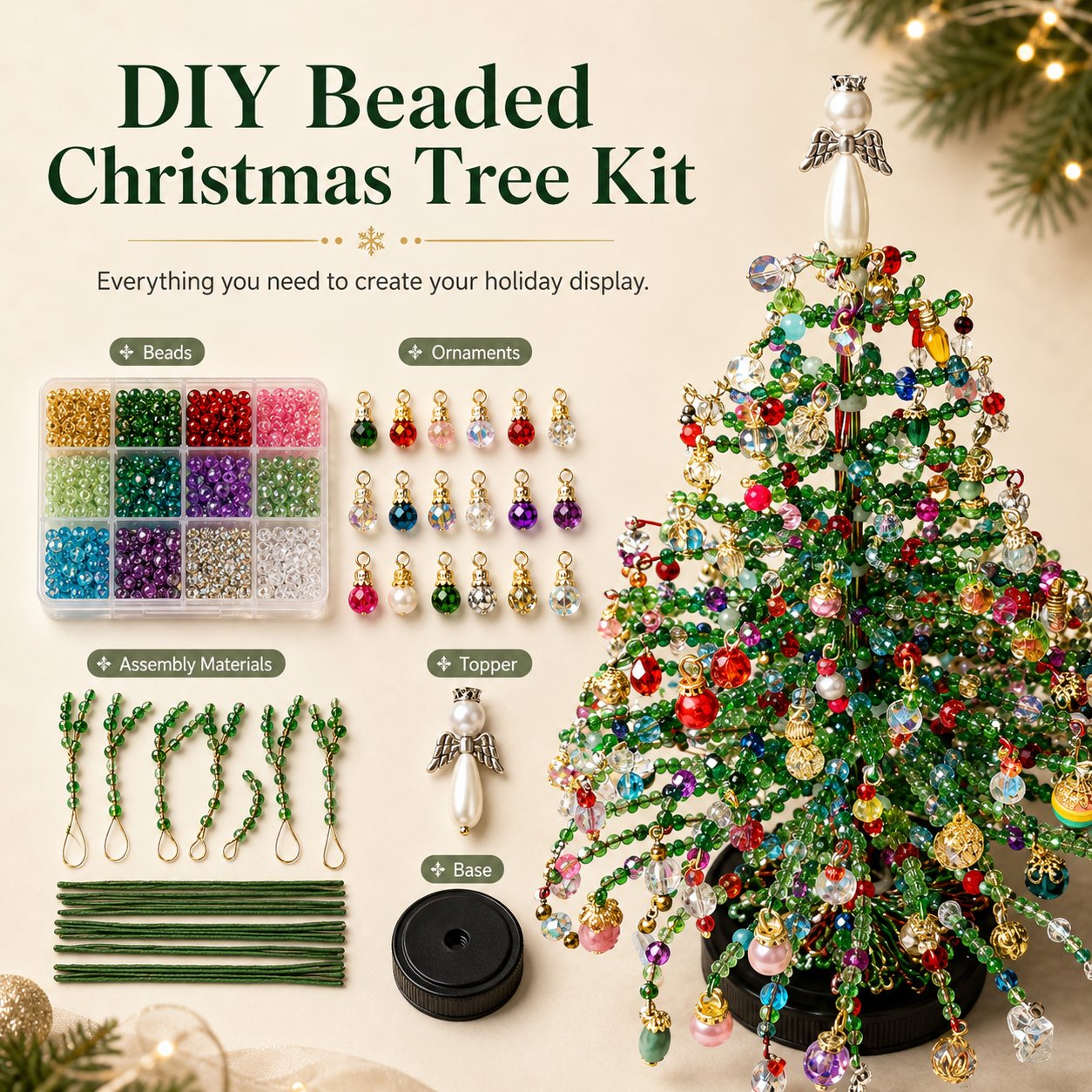 DIY Beaded Christmas Tree Kit – Sparkling Holiday Decoration