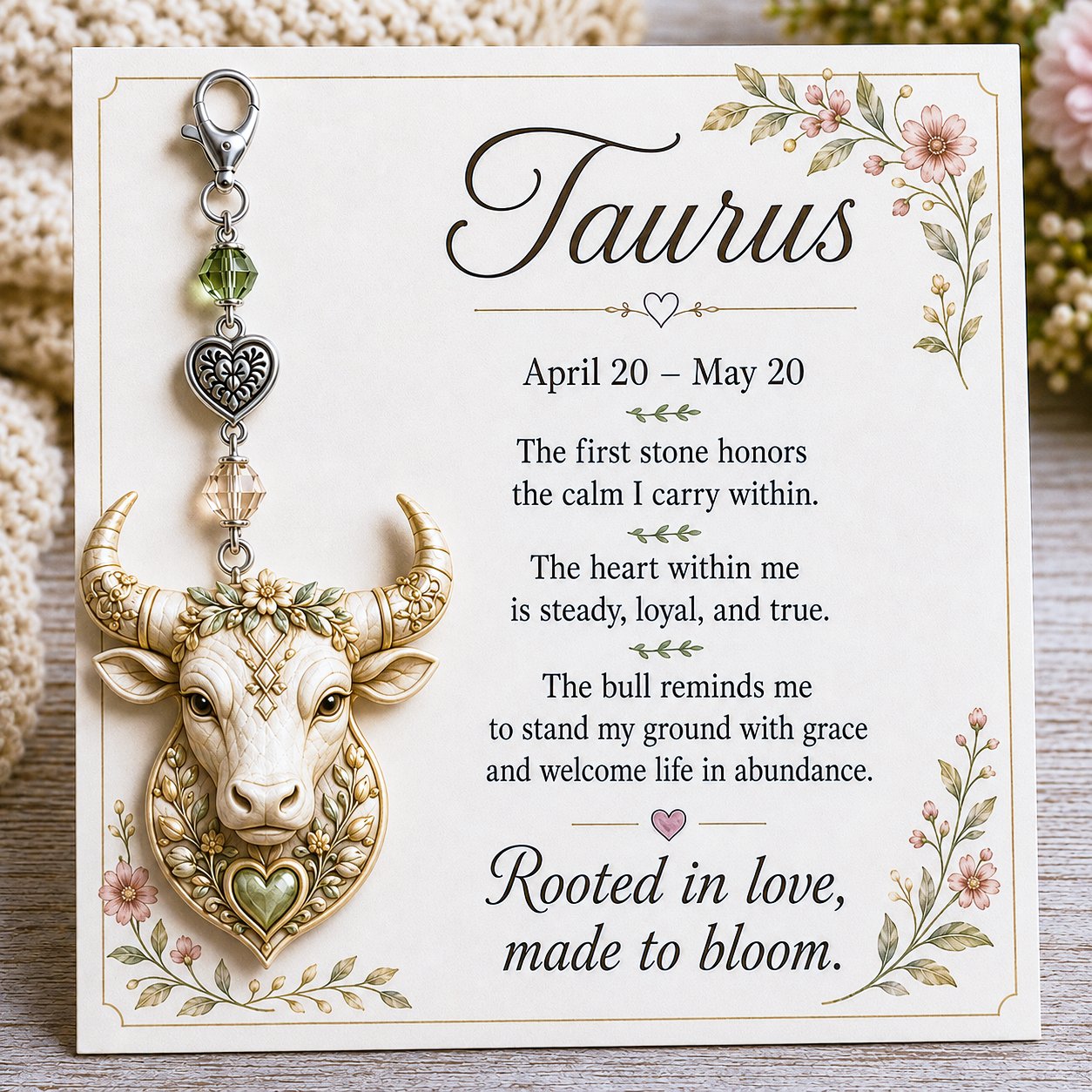 💫12 Zodiac Birthstone Charm Keepsake Card | Astrology Birthday Gift for Her