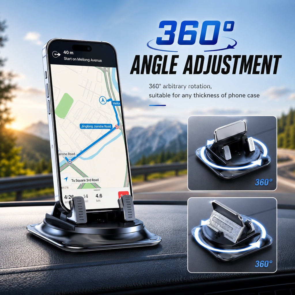 Car Phone Holder 360 Degree Rotation, Suitablefor Car Navigation In-car Dashboard, Horizontaland Vertica Screen Adjustment Angle,suctioncup Fixed Non-slip Mobile Phone Holdersuitable For IPhone And Android Brackets