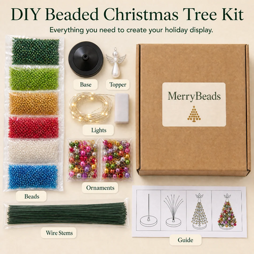 DIY Beaded Christmas Tree Kit – Sparkling Holiday Decoration