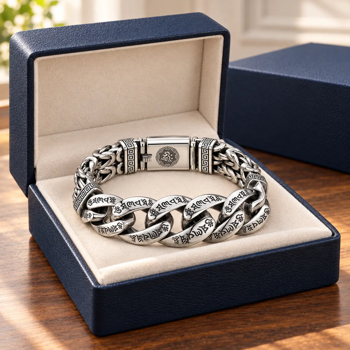 🕉️ ⛓️Men’s Vintage Six-Syllable Mantra Stainless Steel Bracelet