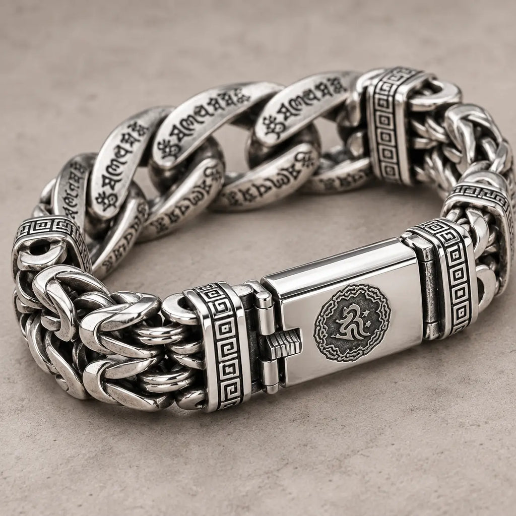 🕉️ ⛓️Men’s Vintage Six-Syllable Mantra Stainless Steel Bracelet