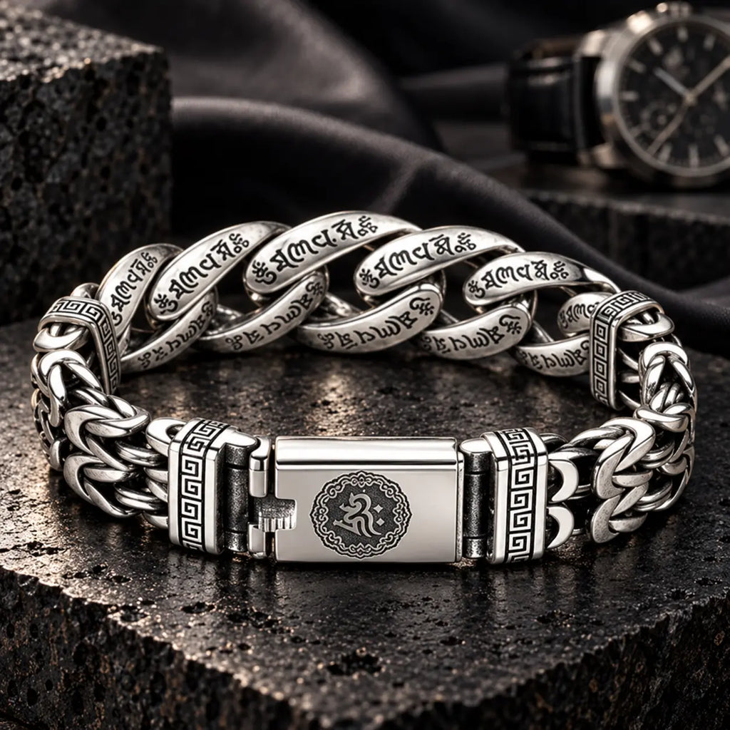 🕉️ ⛓️Men’s Vintage Six-Syllable Mantra Stainless Steel Bracelet