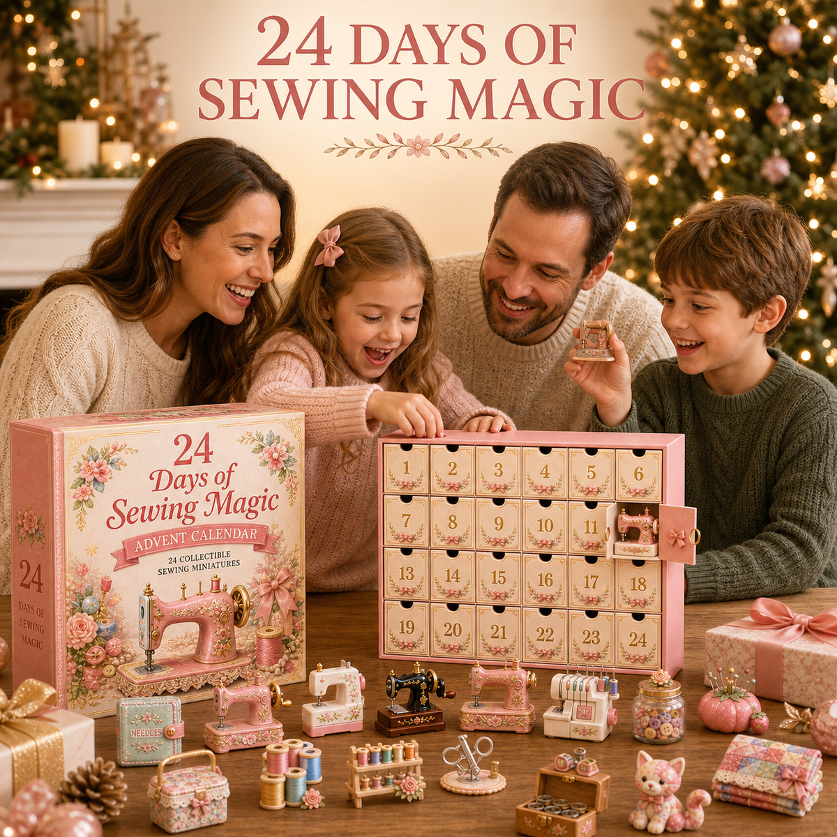 ✈️Last Day 50% OFF✨24 Days of Sewing Magic Advent Calendar – 24 Collectible Sewing Miniatures for Crafters, Quilters & Sewing Lovers