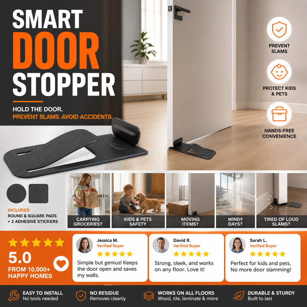 🚪🎁 50% OFF! Door Stopper Protector –  No-drill, residue-free & holds doors open. Safe & simple – stock up & save! 🏠✅