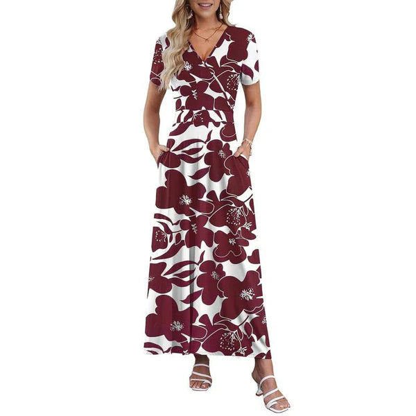 🌈Women's V-Neck Floral Beach Maxi Dress