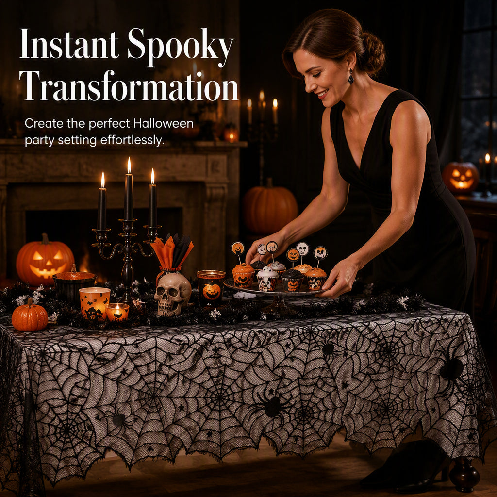 🎃Spooky Halloween Patterns Tablecloth and Placemats Set