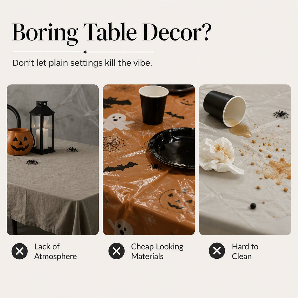 🎃Spooky Halloween Patterns Tablecloth and Placemats Set