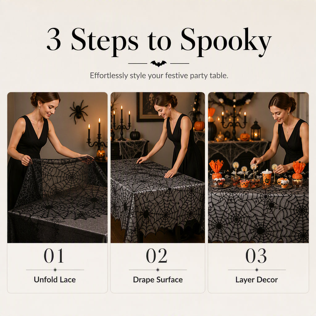 🎃Spooky Halloween Patterns Tablecloth and Placemats Set