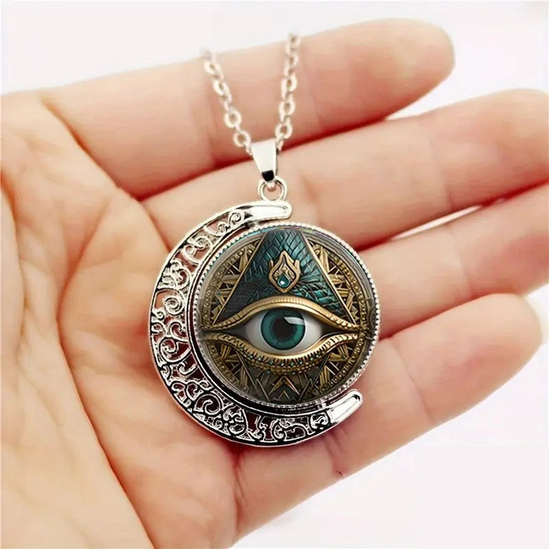 👁️Buy 1 get 1 free! ✨ Vintage All-Seeing Eye Pendant Necklace – Zinc Alloy – Gold/Silver – Mysterious Retro Design for Everyday and Evening Wear 🖤