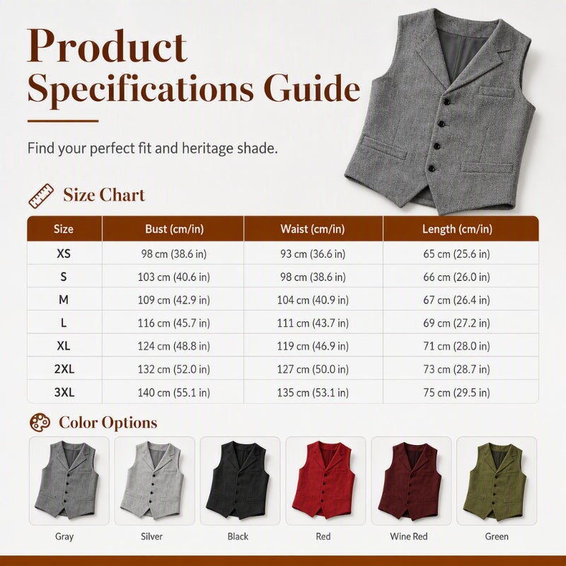 ✨Men's Vintage Lapel Herringbone Tweed Vest👔🐴